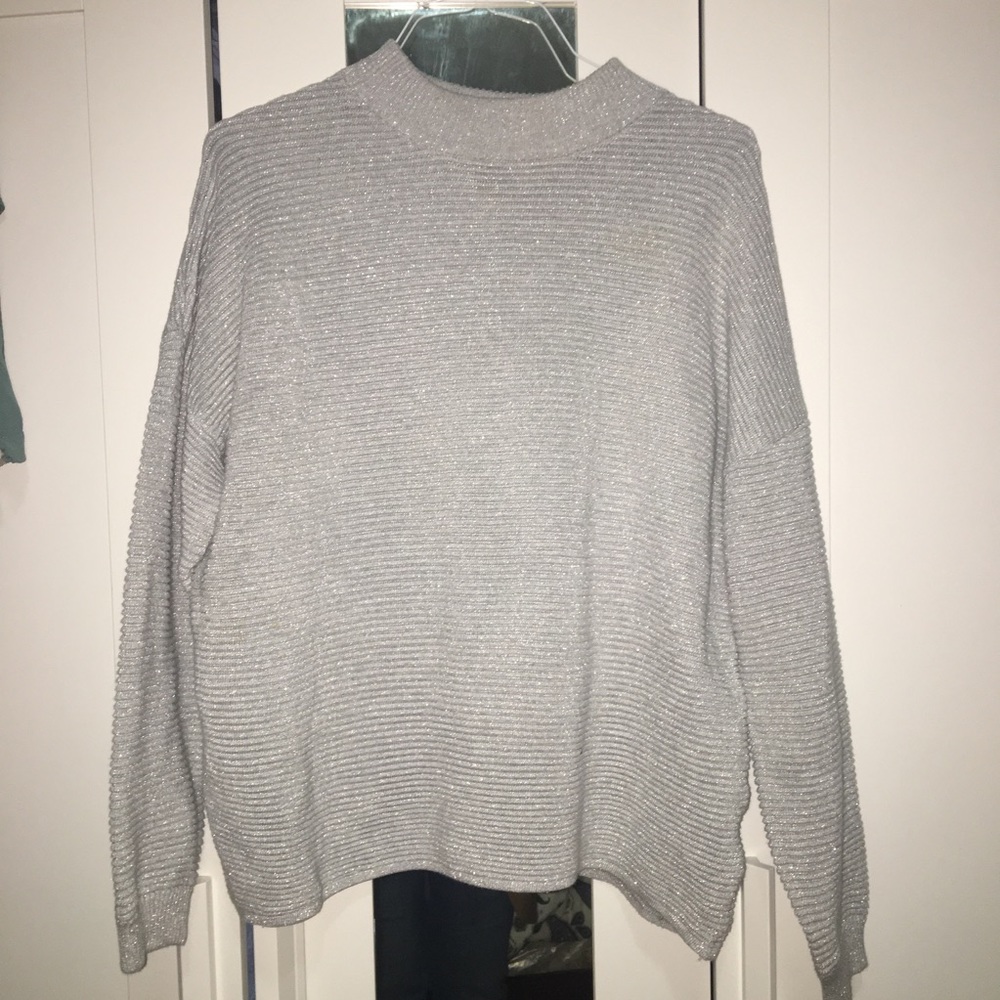 Gray Shimmery Knit Sweater